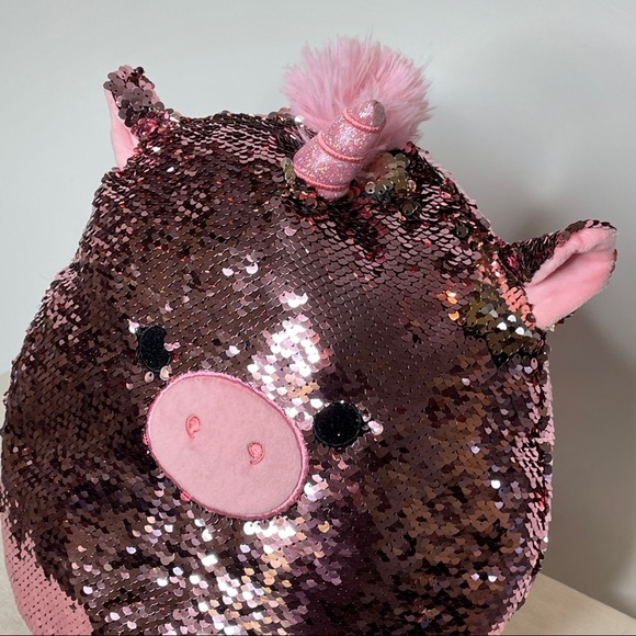 Squishmallow Unicorn Pig Sequins Reversible 12" Pink Plush Toy Animal - Picture 11 of 12